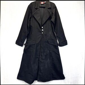 Vintage RedHead Black Long Trench Coat with Button Front